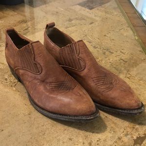 Frye slip on shootie bootie cognac brown 9.5